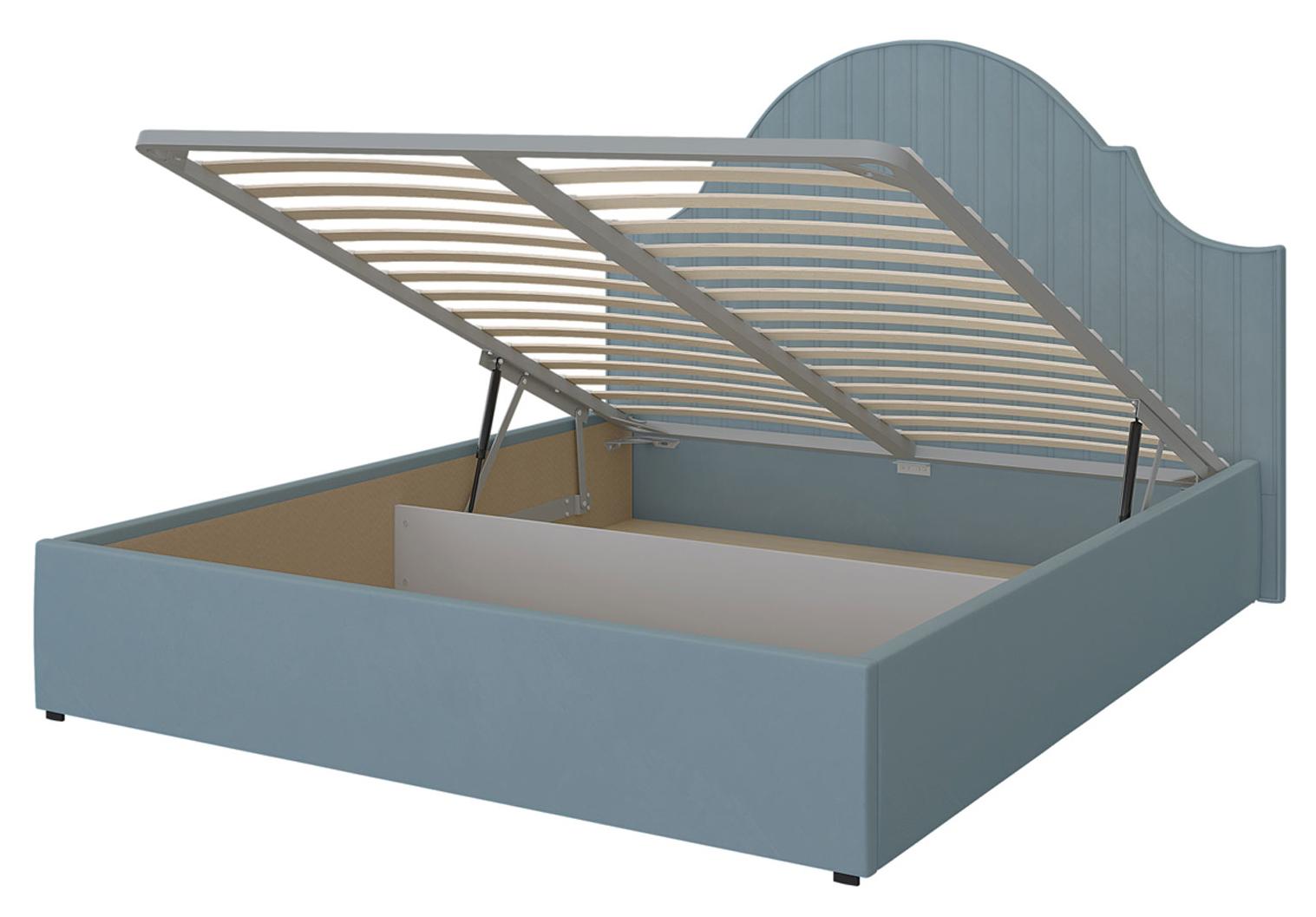 Кровать с мягким изголовьем Моника Голубая Сталь 1600x2000