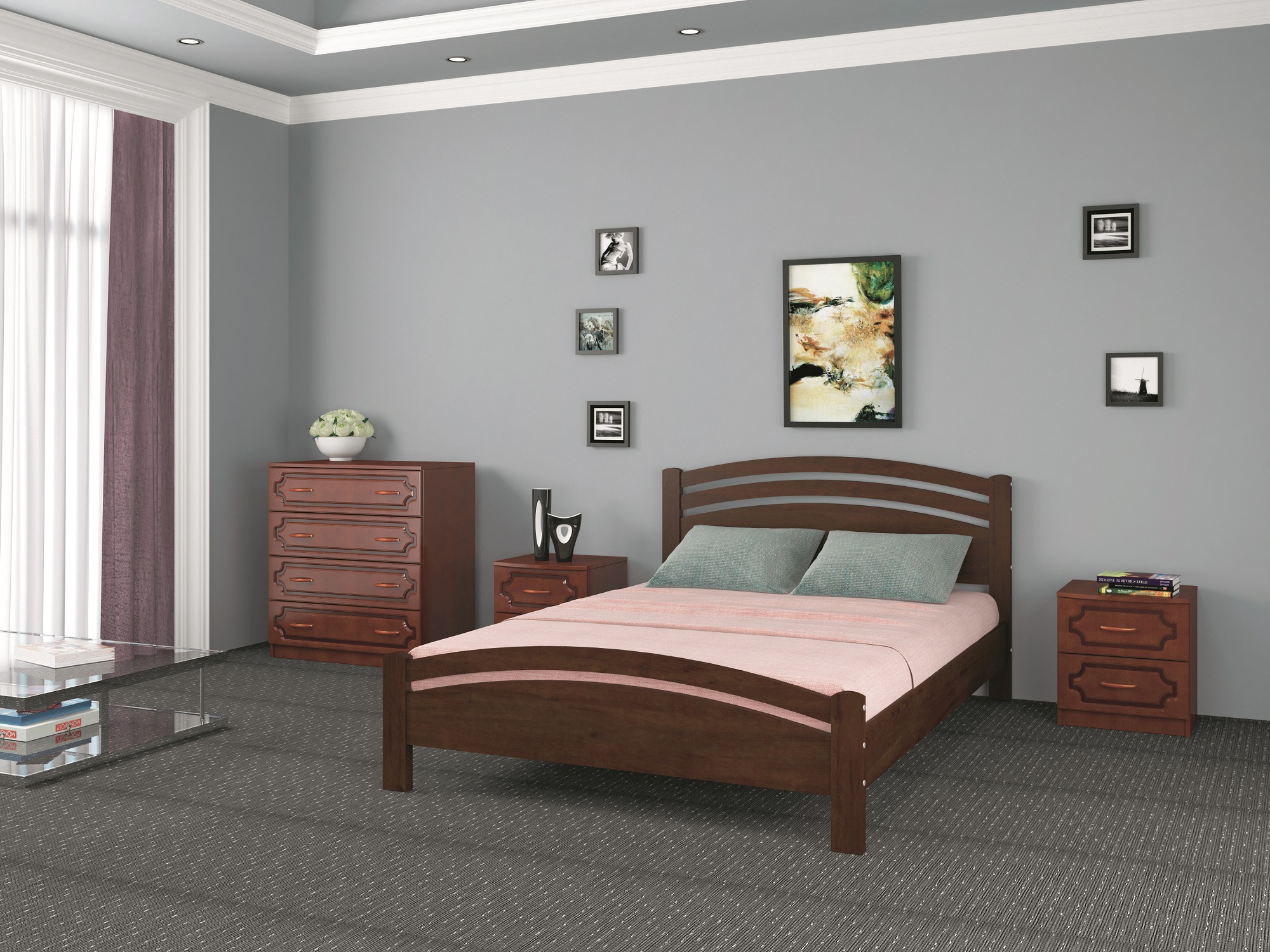 Кровать Камелия-3 Дуб Коньяк 1400x2000