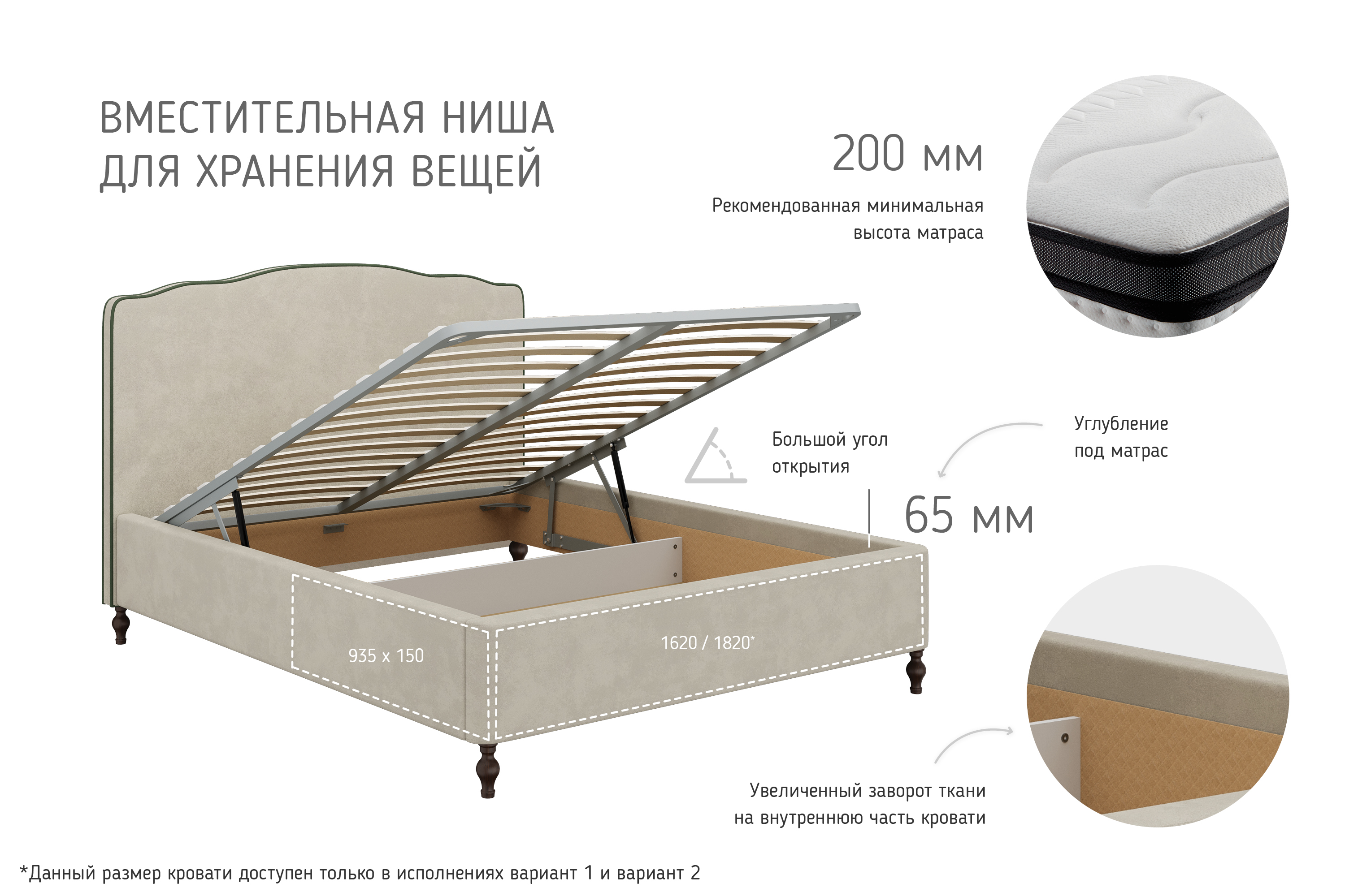 Кровать Лорето Бежевый 1600x2000