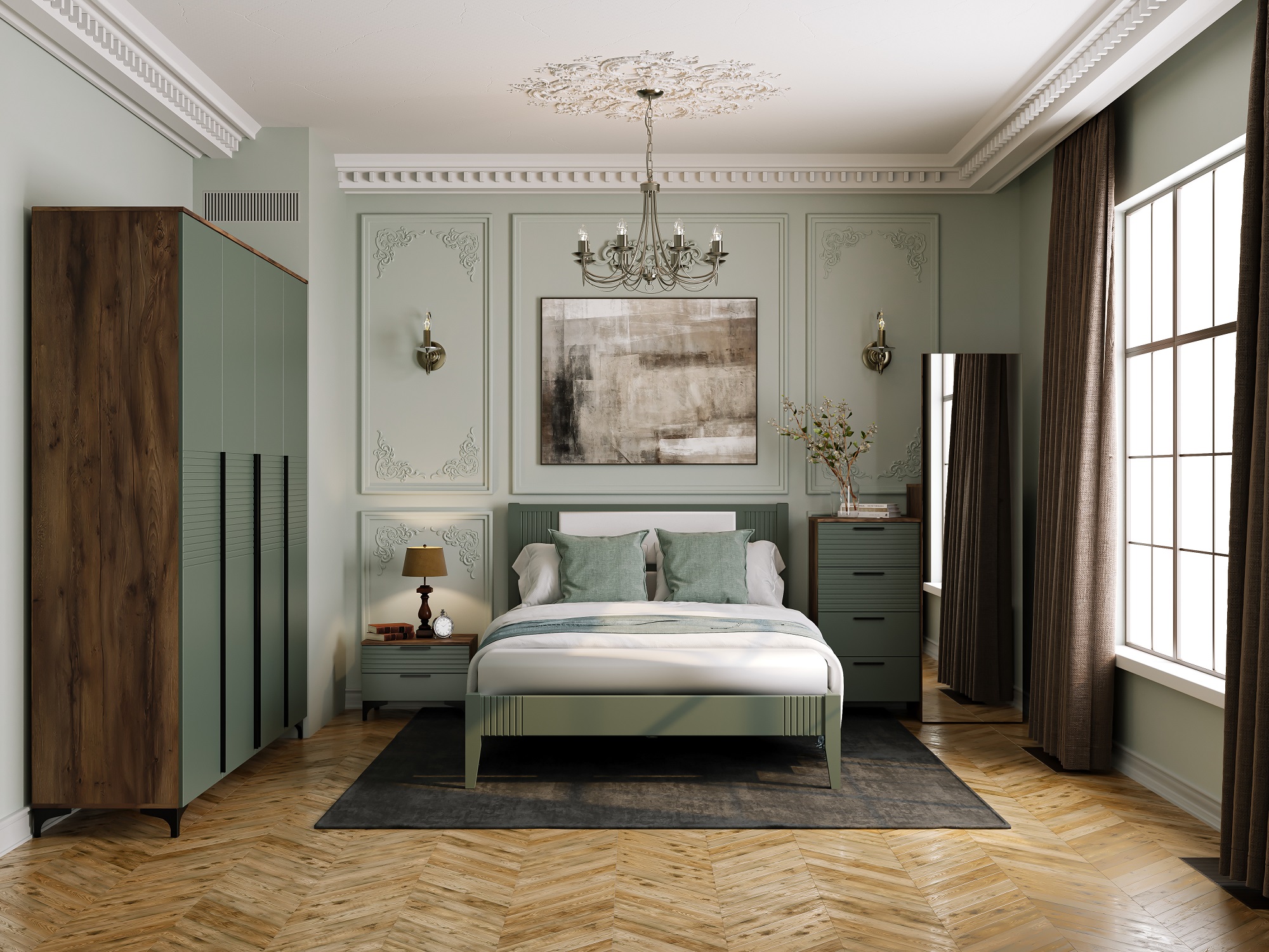 Кровать Бетти Оливковый 1400x2000