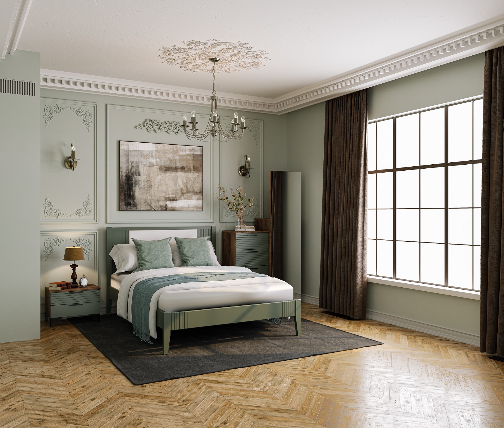Кровать Бетти Оливковый 1400x2000