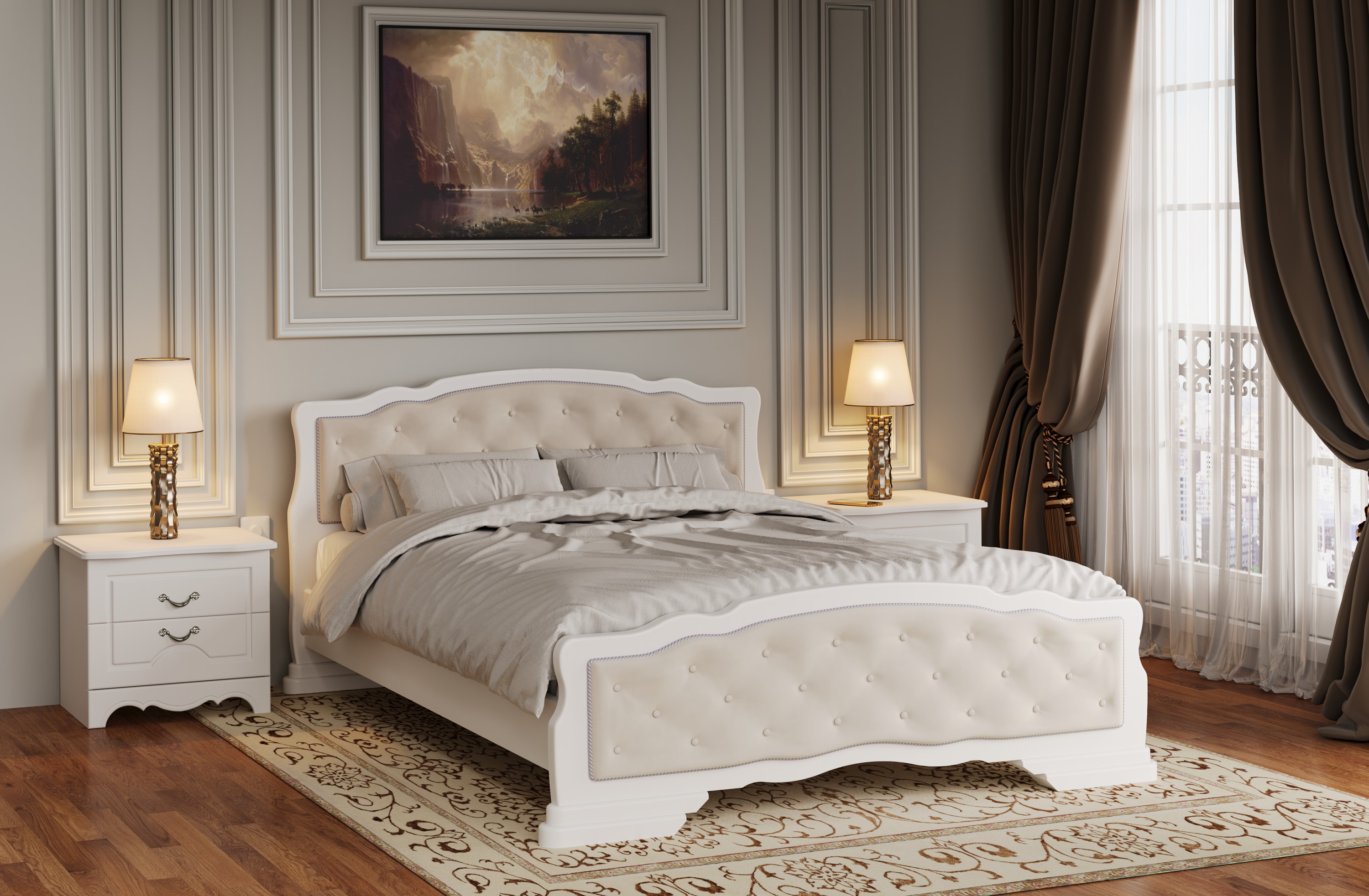 Кровать Карина-10 Белый Античный 1400x2000