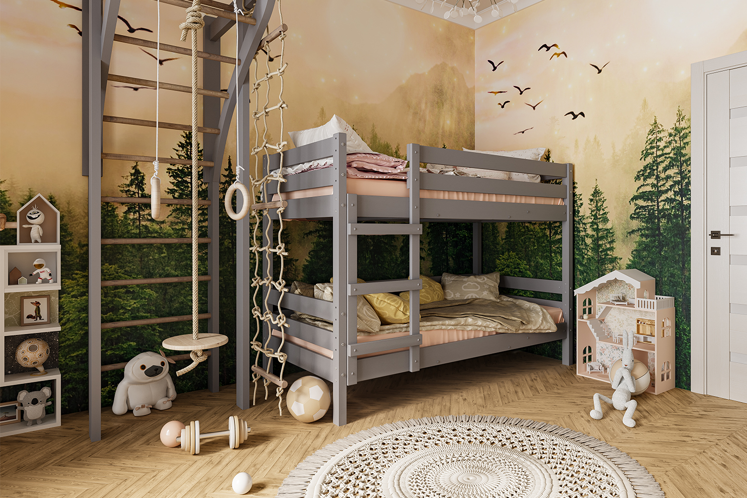 Кровать двухъярусная Джуниор Антрацит 900x2000