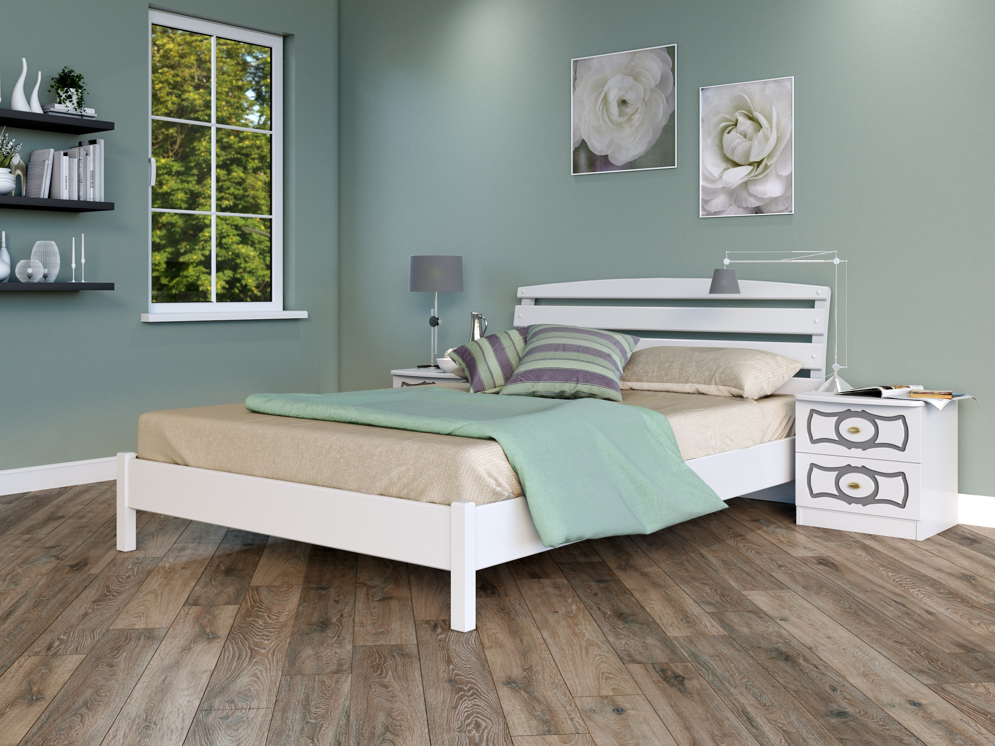 Кровать Камелия-1 Белый Античный 1200x2000
