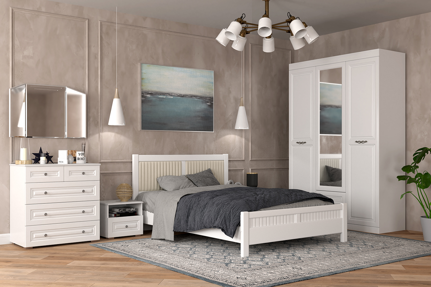 Кровать Фрида Белый Античный 1400x2000